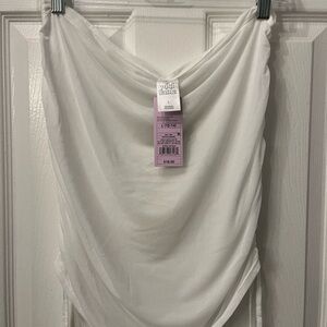 White Mesh Drape Top